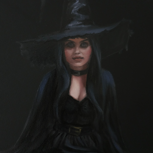 Beatrix the witch. Circular fairy tale fantasy oil painting