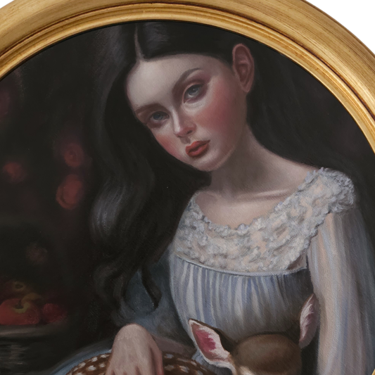 Stolen souls. A fairy tale portrait circular oil painting