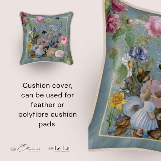 Silk and linen cushion cover - Bébé et l'abeille