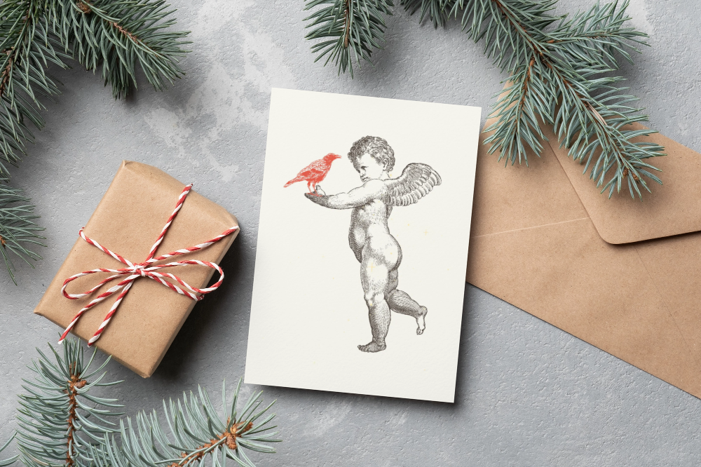 10 blank cards with envelopes - Merry Cherubs