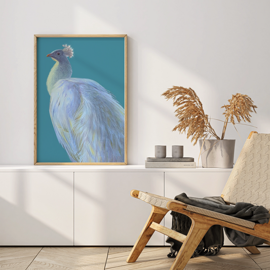 White Peacock Wooden Framed Print 60x90 cm / 24x36″