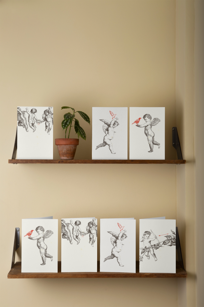 10 blank cards with envelopes - Merry Cherubs