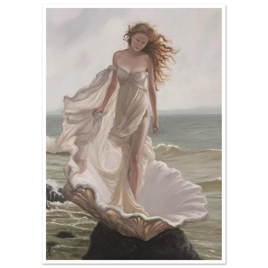 Hand-painted classical mythology inspired print from the original oil painting of the Goddess Aphrodite.