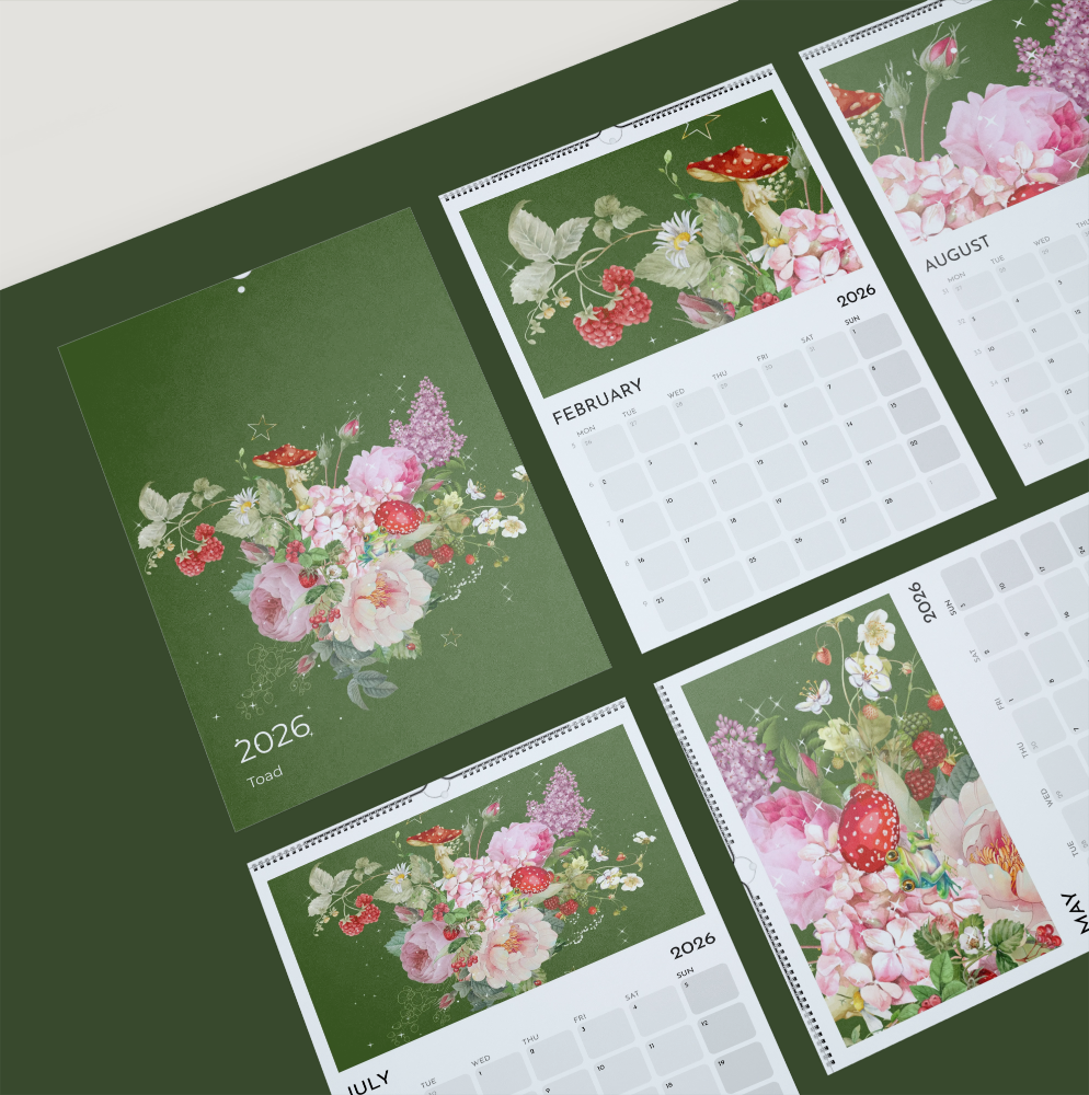 A3 2026 wall calendar - Toad