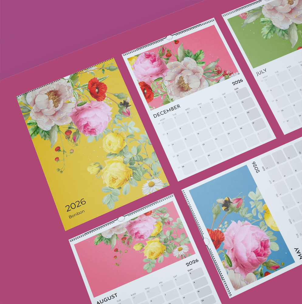 A3 2026 wall calendar - Bonbon
