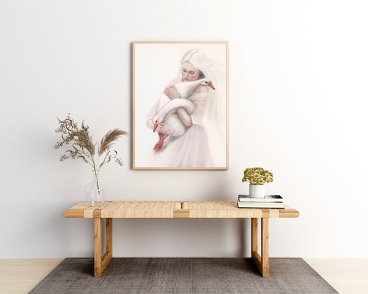 Sanctuary Geese Wooden Framed Print 28x28″ and 24x36" options