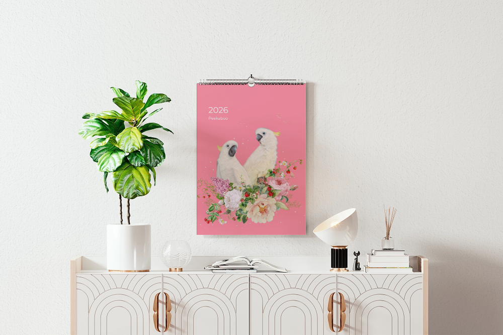 A3 2026 wall calendar - Peekaboo