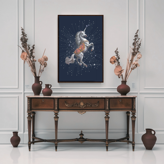 Heritage Unicorn Wooden Framed Print 24x36"