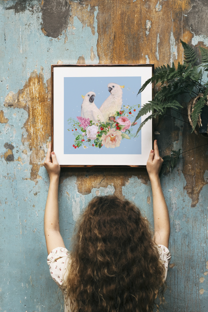 Unframed museum quality print - Peekaboo Cockatoo - various colours