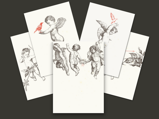 10 blank cards with envelopes - Merry Cherubs