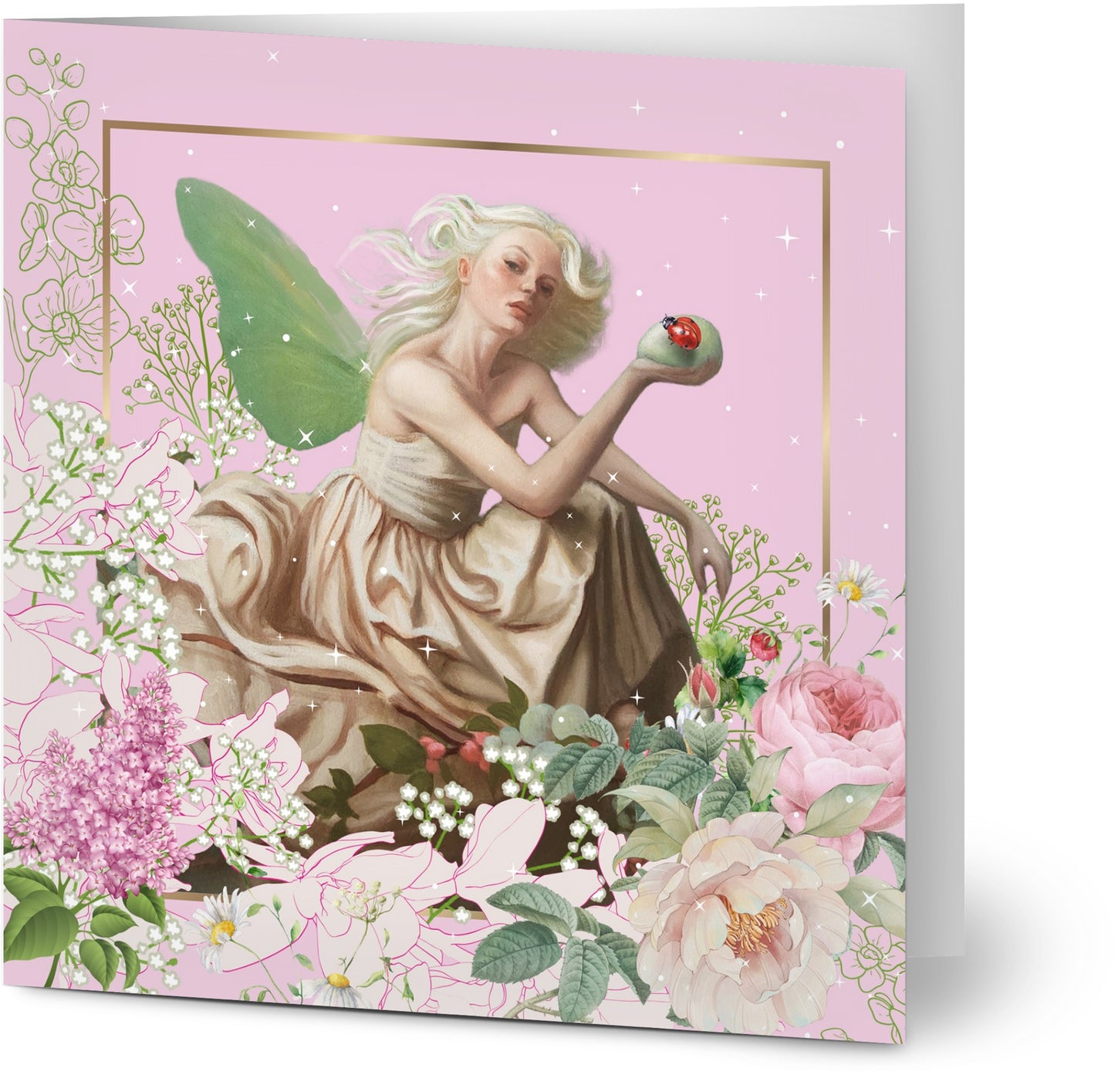 10 blank cards with envelopes - fée des roses