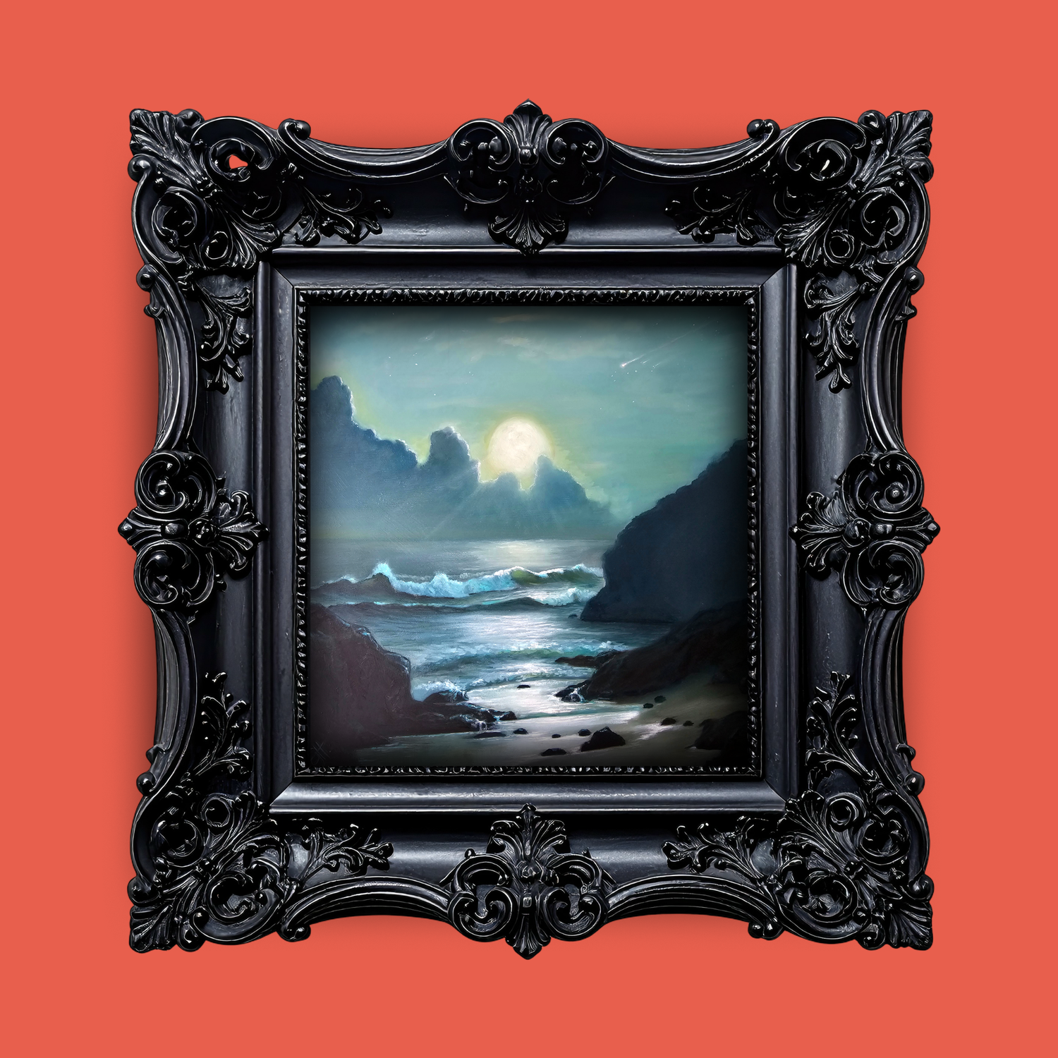 Realms, original oil paintings of moonlit oceans, nature and quiet light