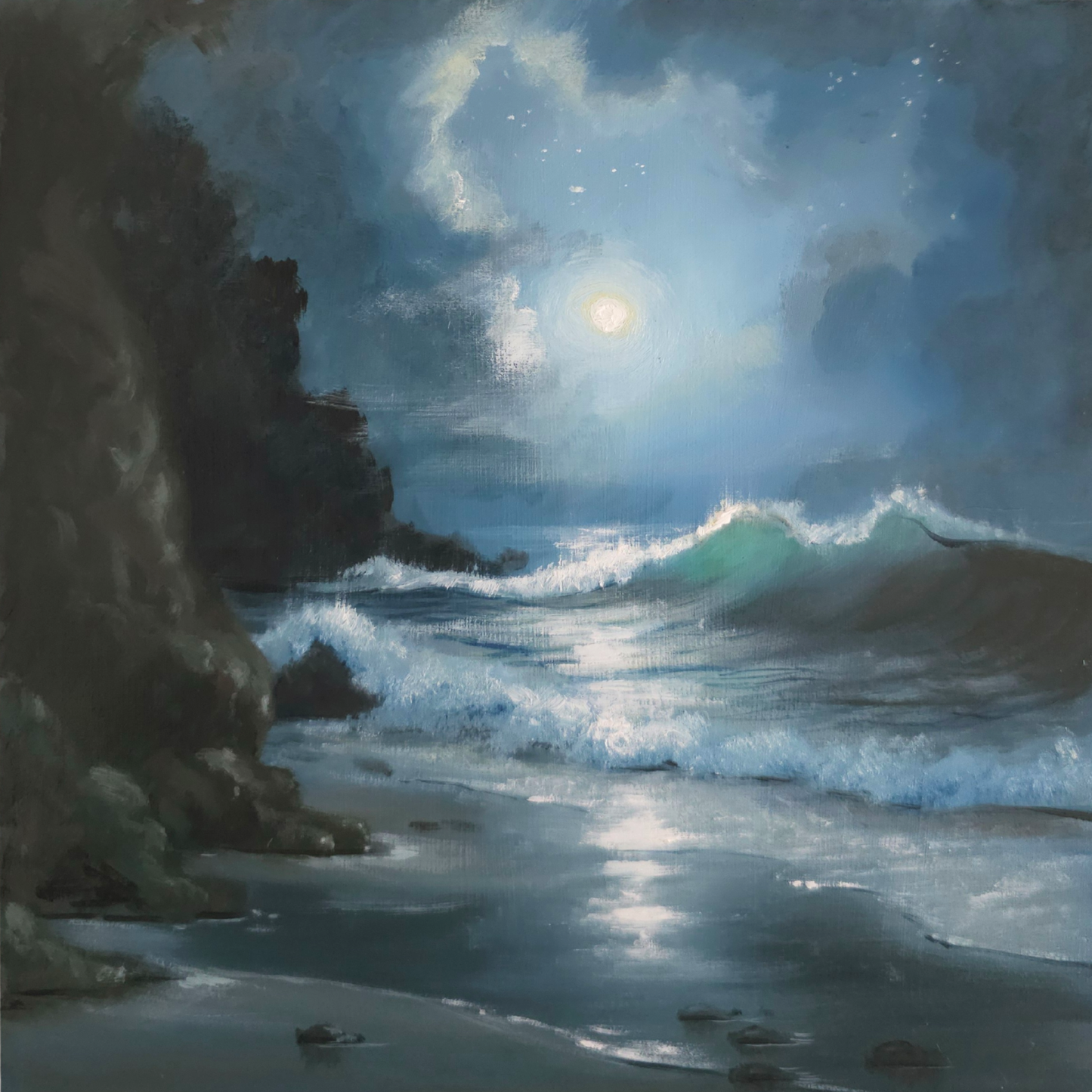 Gemini Moon, oil painting study