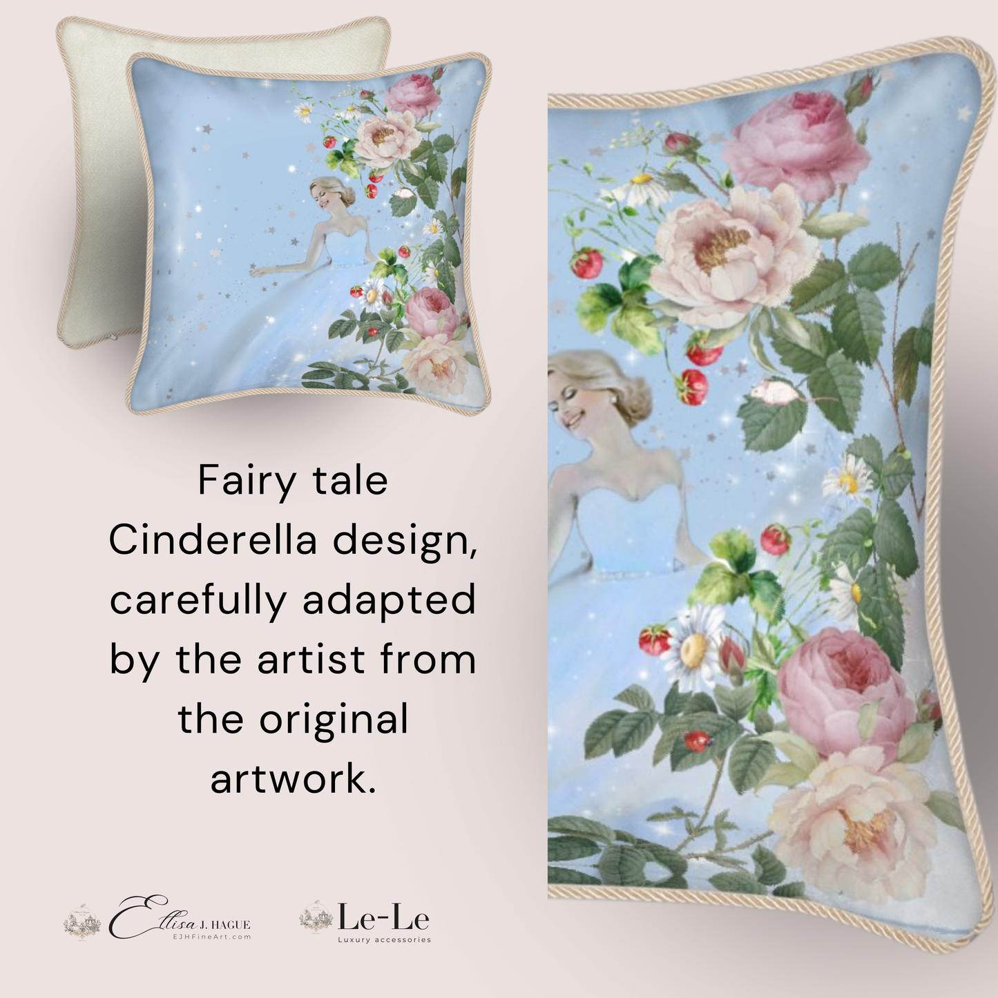 Silk and linen cushion cover - Cendrillon en fleur