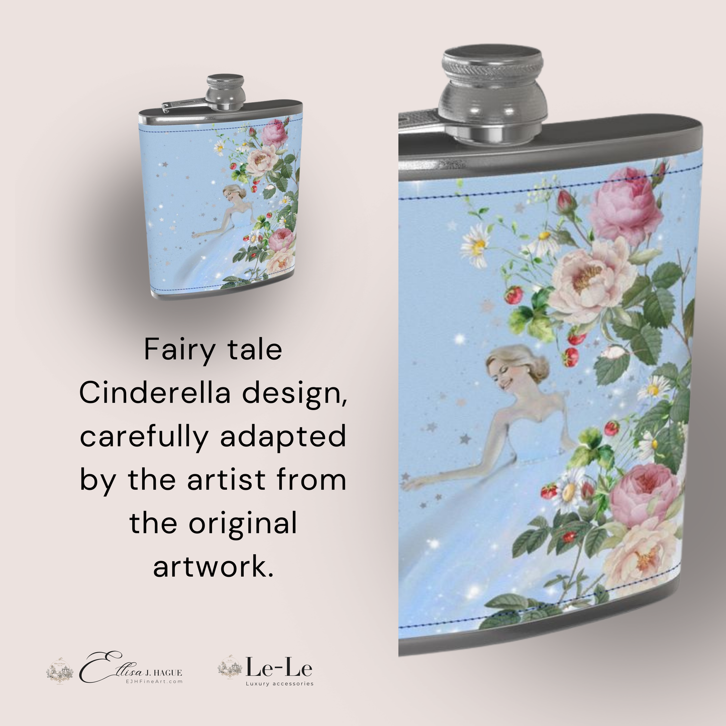 Leather bound hip flask - Cendrillon en fleur