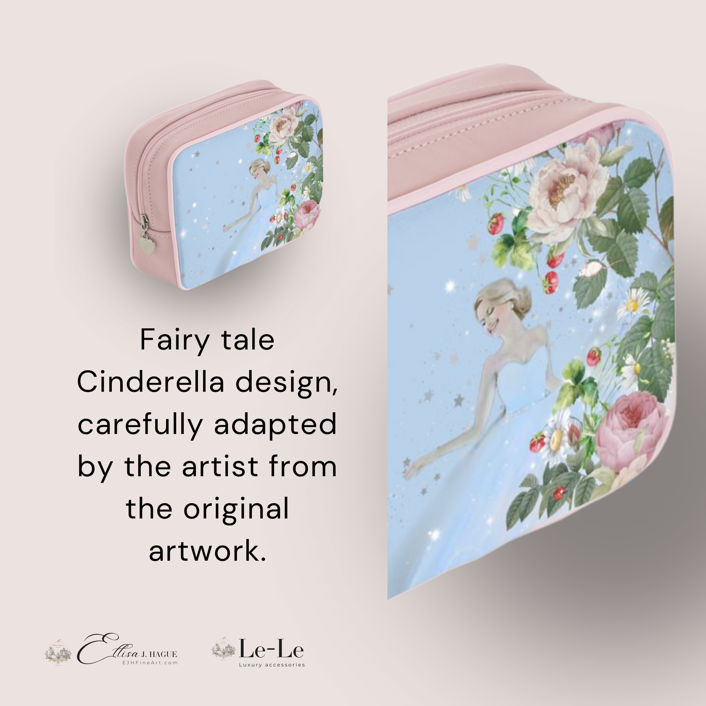 Leather make-up/toiletry bag - Cendrillon en fleur