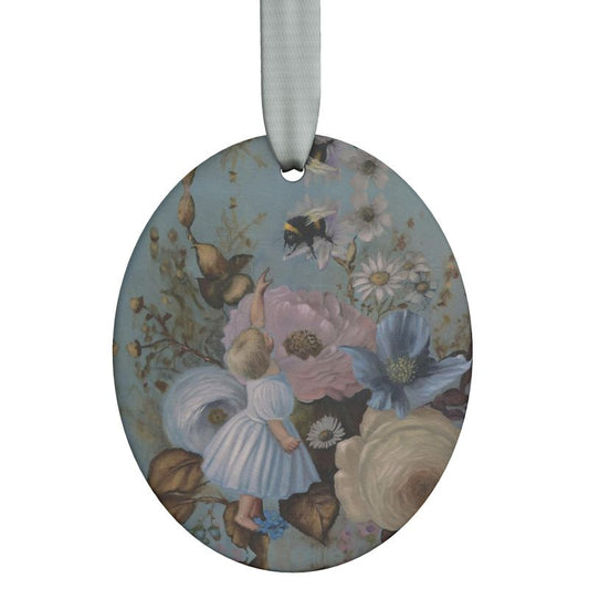 Baby and the bee Ceramic Hanging Ornament