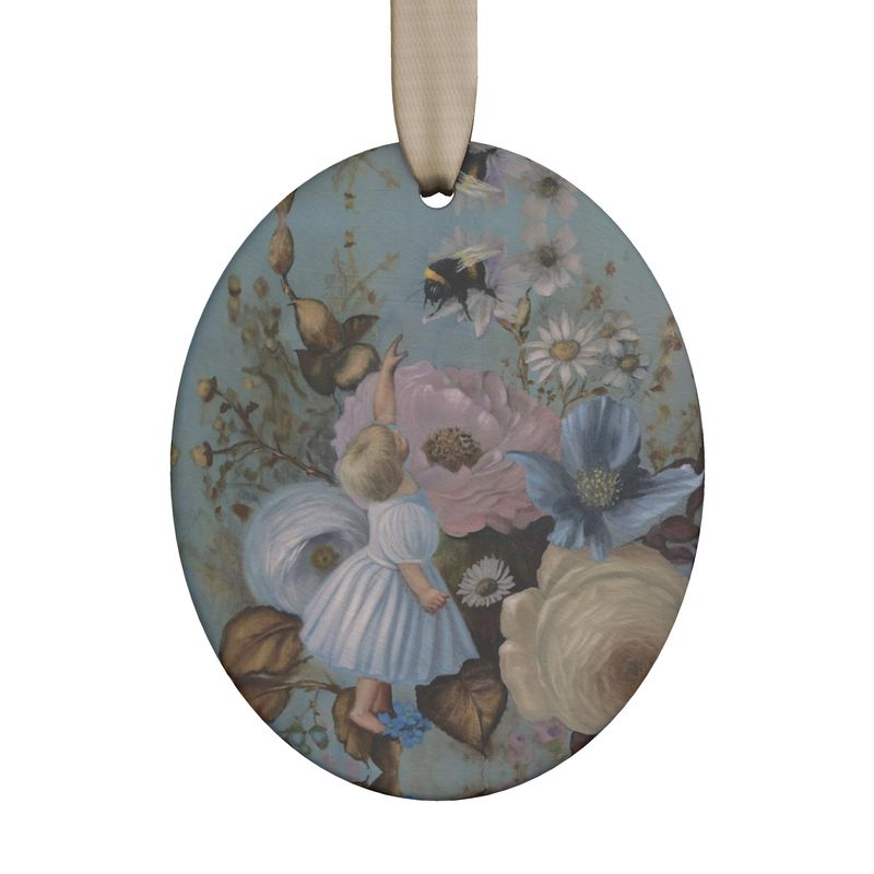 Baby and the bee Ceramic Hanging Ornament