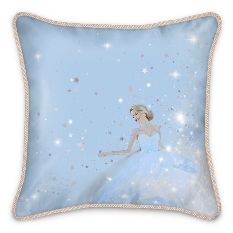 Cinderella in Blue 100% Luxurious Silk Cushion