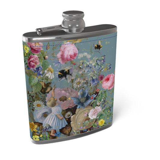 Leather bound hip flask - Bébé et l'abeille