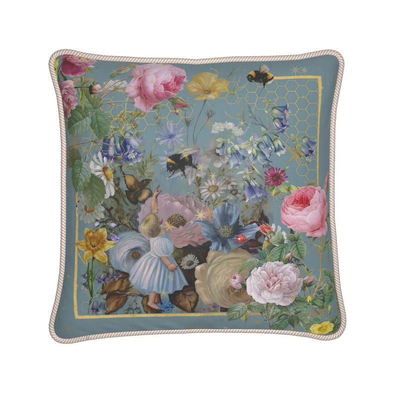 Silk and linen cushion cover - Bébé et l'abeille