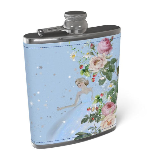 Leather bound hip flask - Cendrillon en fleur