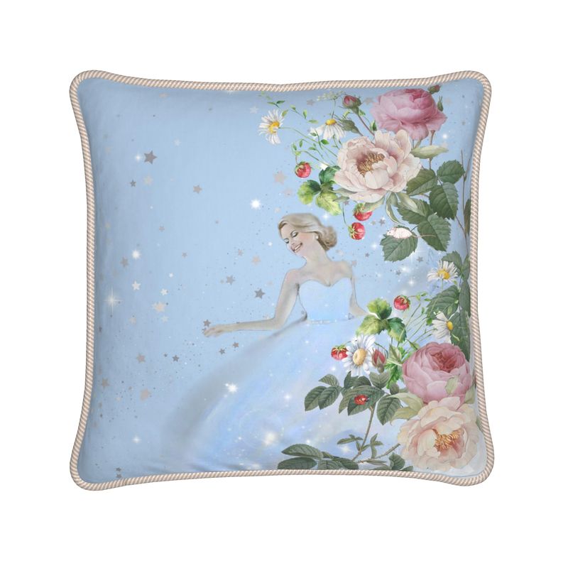 Silk and linen cushion cover - Cendrillon en fleur
