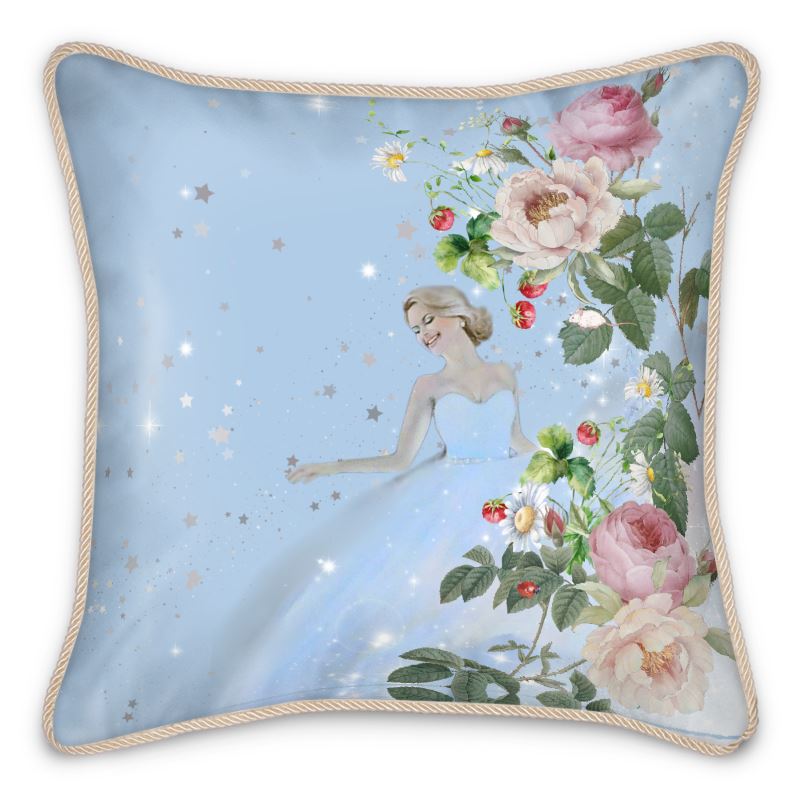 Silk and linen cushion cover - Cendrillon en fleur