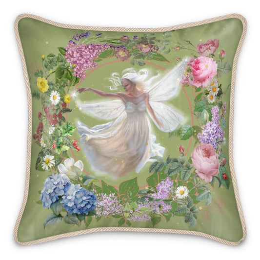 Silk and linen cushion cover - la belle fée