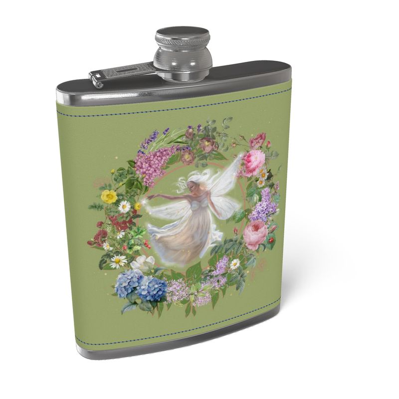 Leather bound hip flask - la belle fée