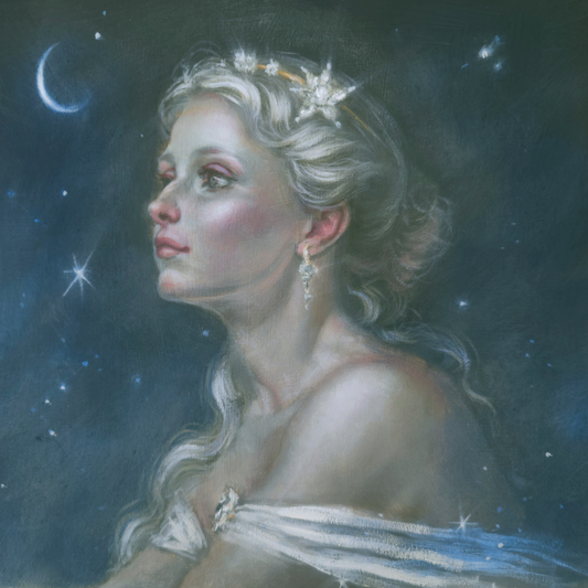 Stargazer, Celestial Realism Oil Painting