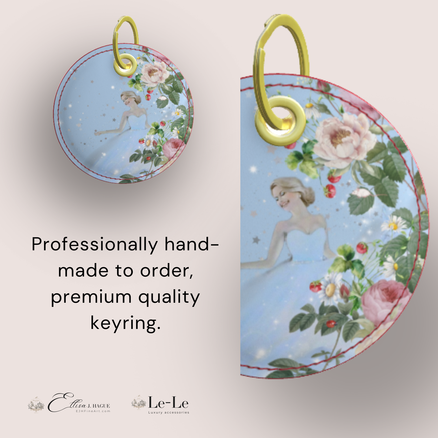 Premium leather keyring - Cendrillon en fleur