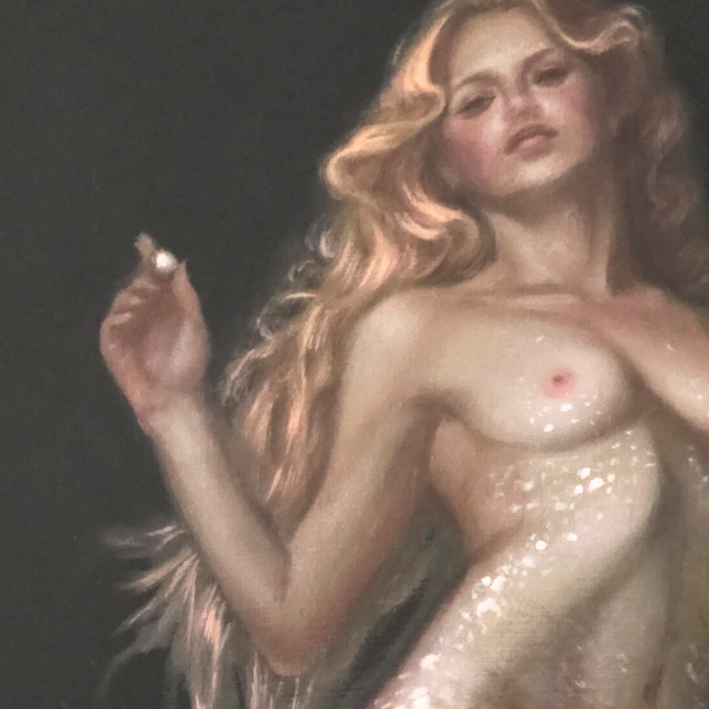 Perla Marina (sea pearl), mermaid oil painting, classical fantasy realism