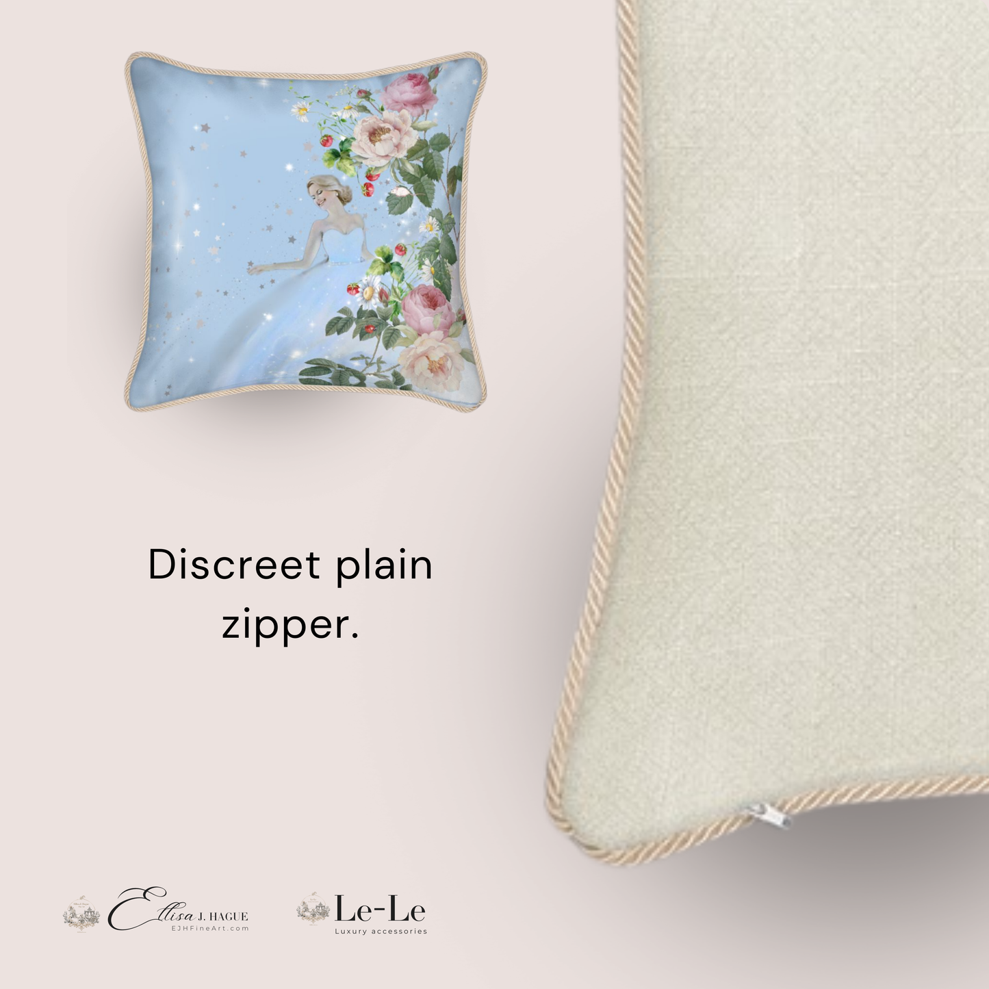 Silk and linen cushion cover - Cendrillon en fleur