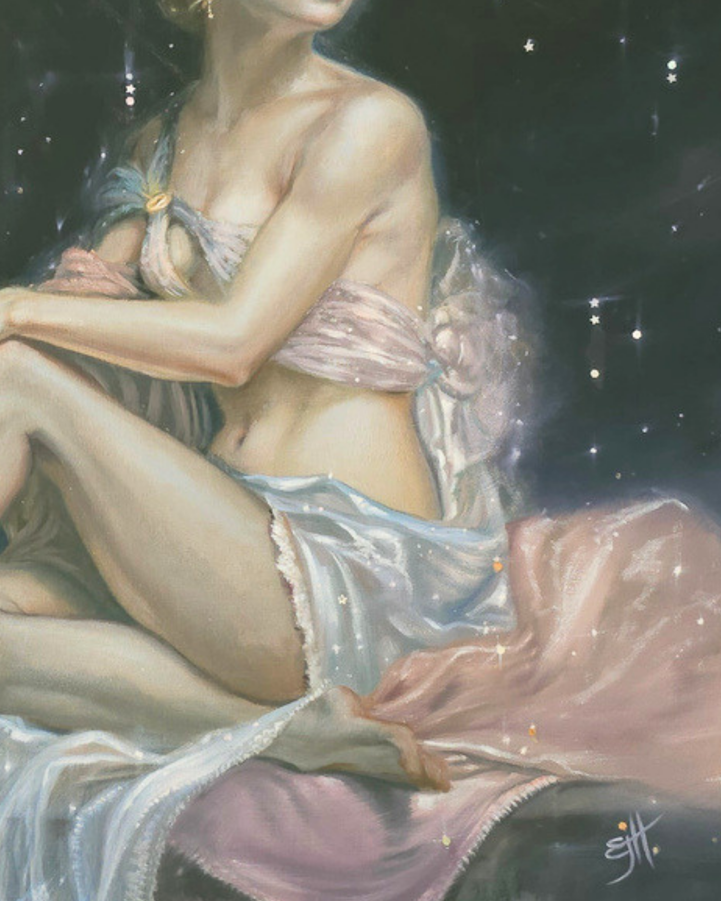 Star Maiden, Celestial Realism Oil Painting