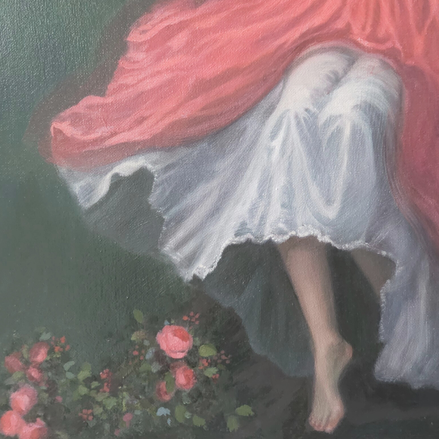 Roses are Red, feminine whimsical oil painting