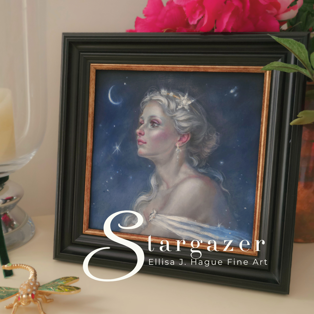 Stargazer, Celestial Realism Oil Painting