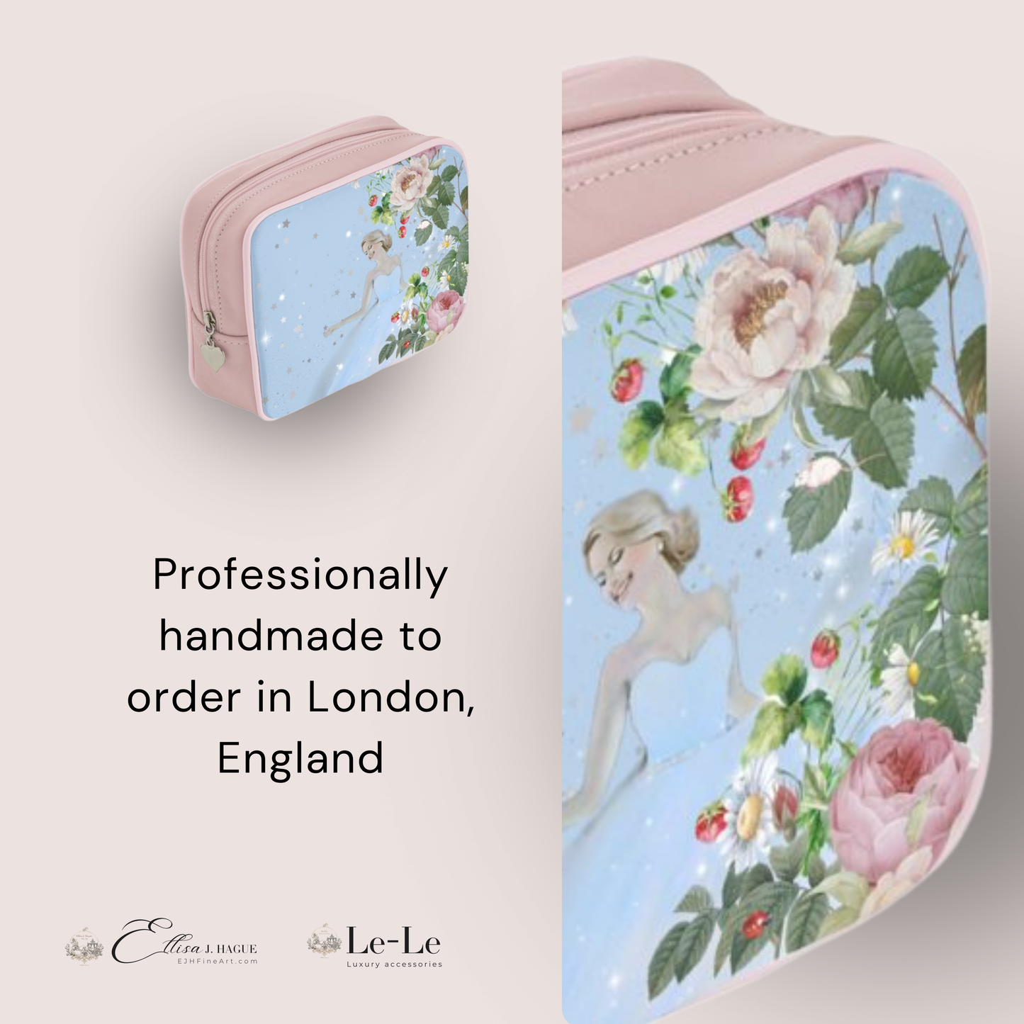 Leather make-up/toiletry bag - Cendrillon en fleur