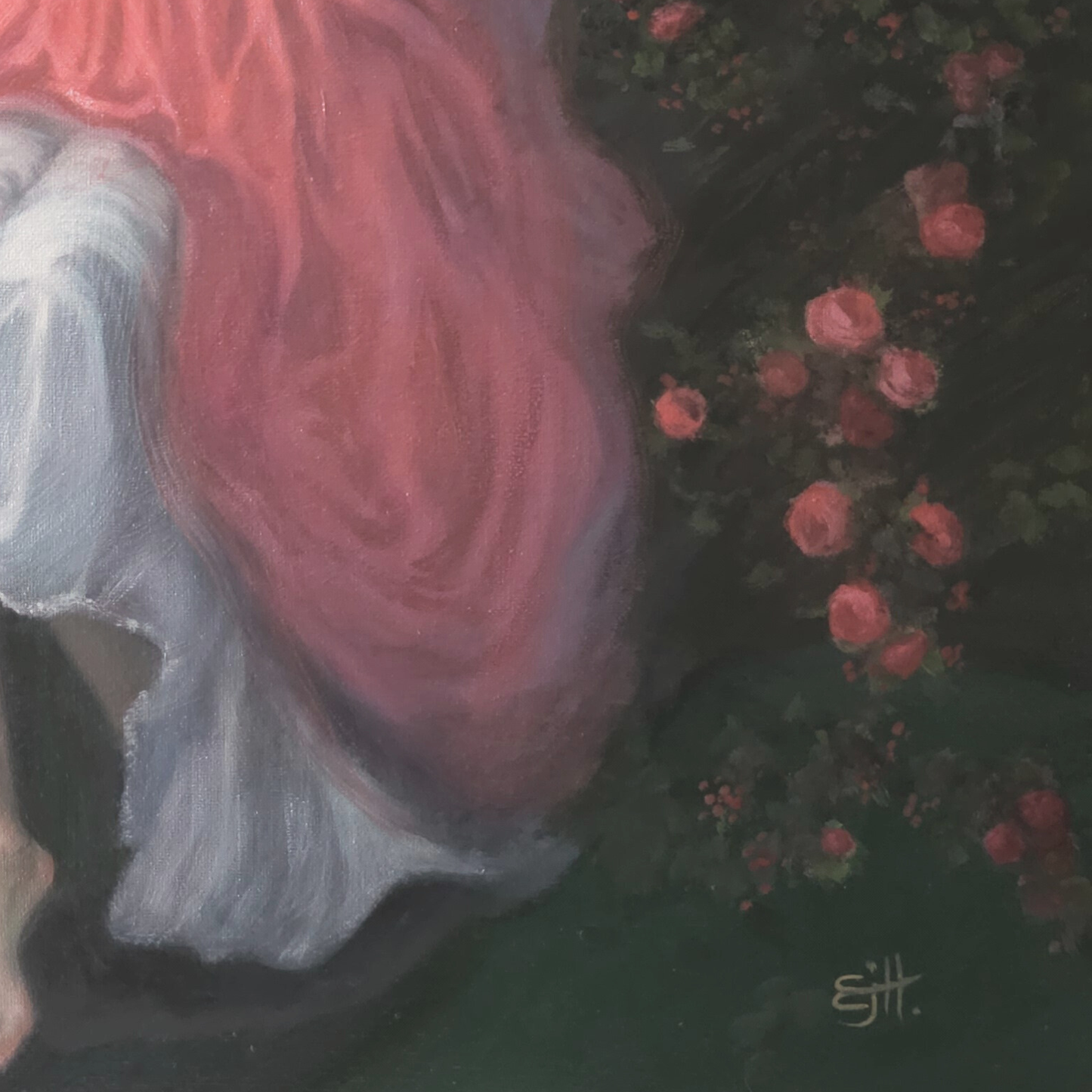 Roses are Red, feminine whimsical oil painting