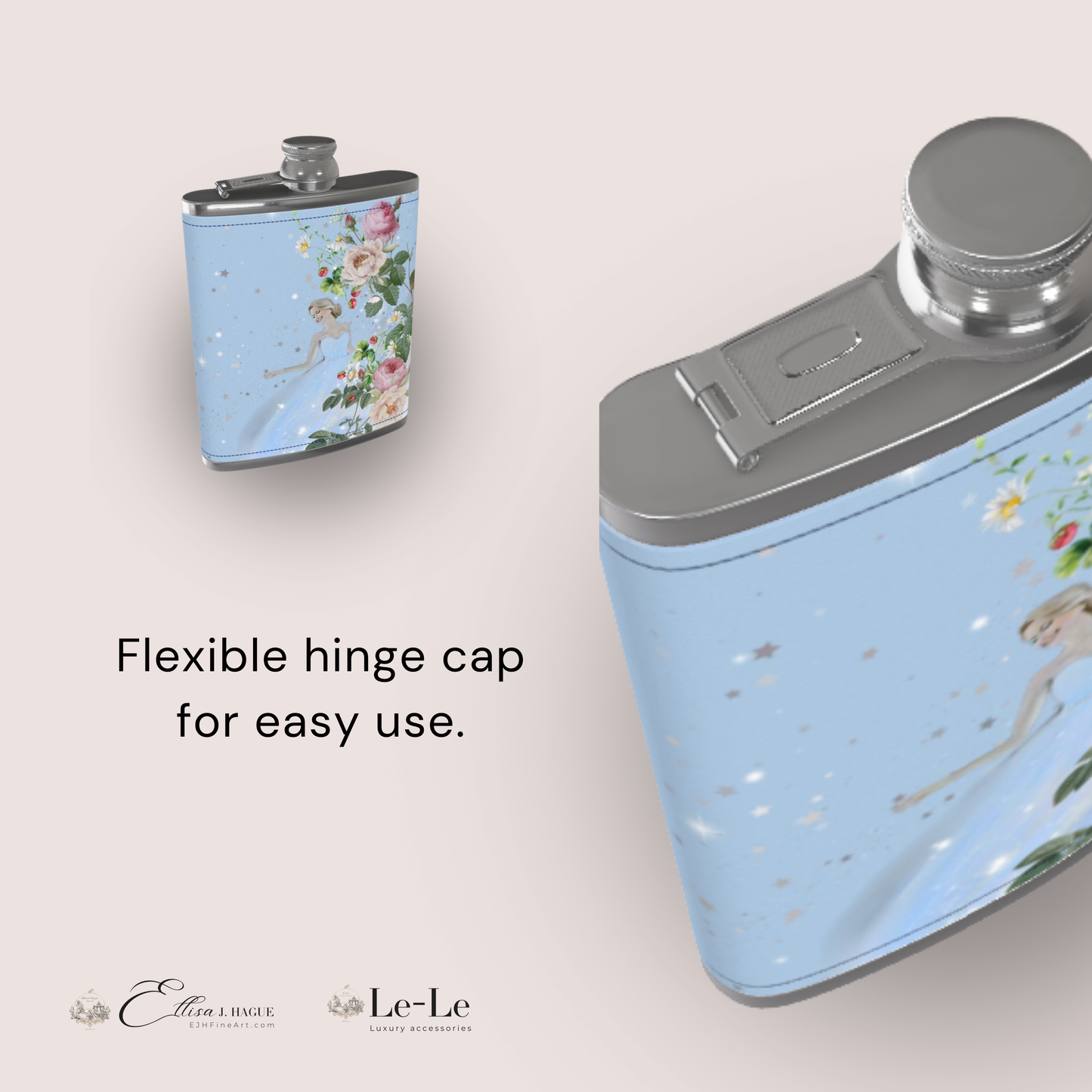 Leather bound hip flask - Cendrillon en fleur