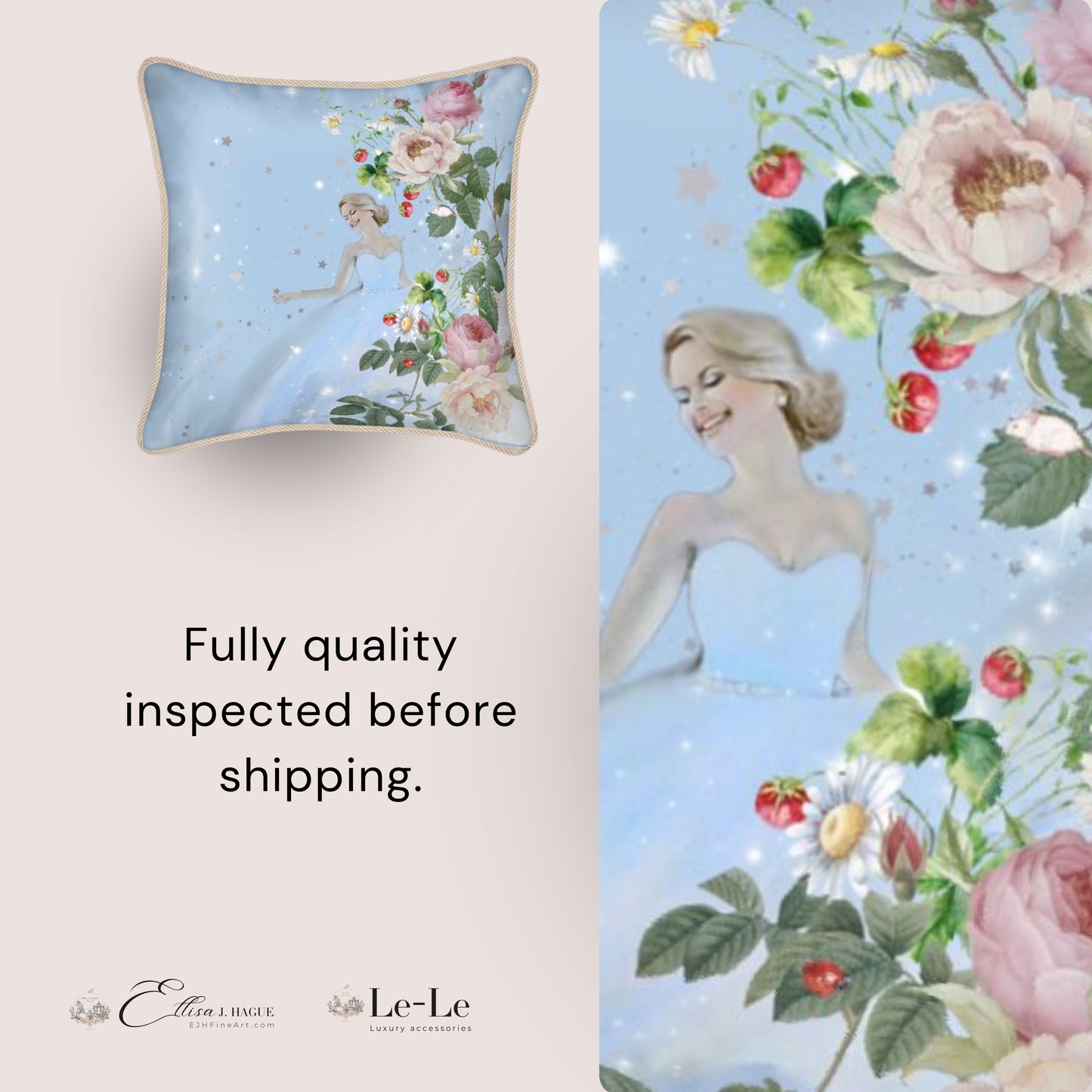 Silk and linen cushion cover - Cendrillon en fleur