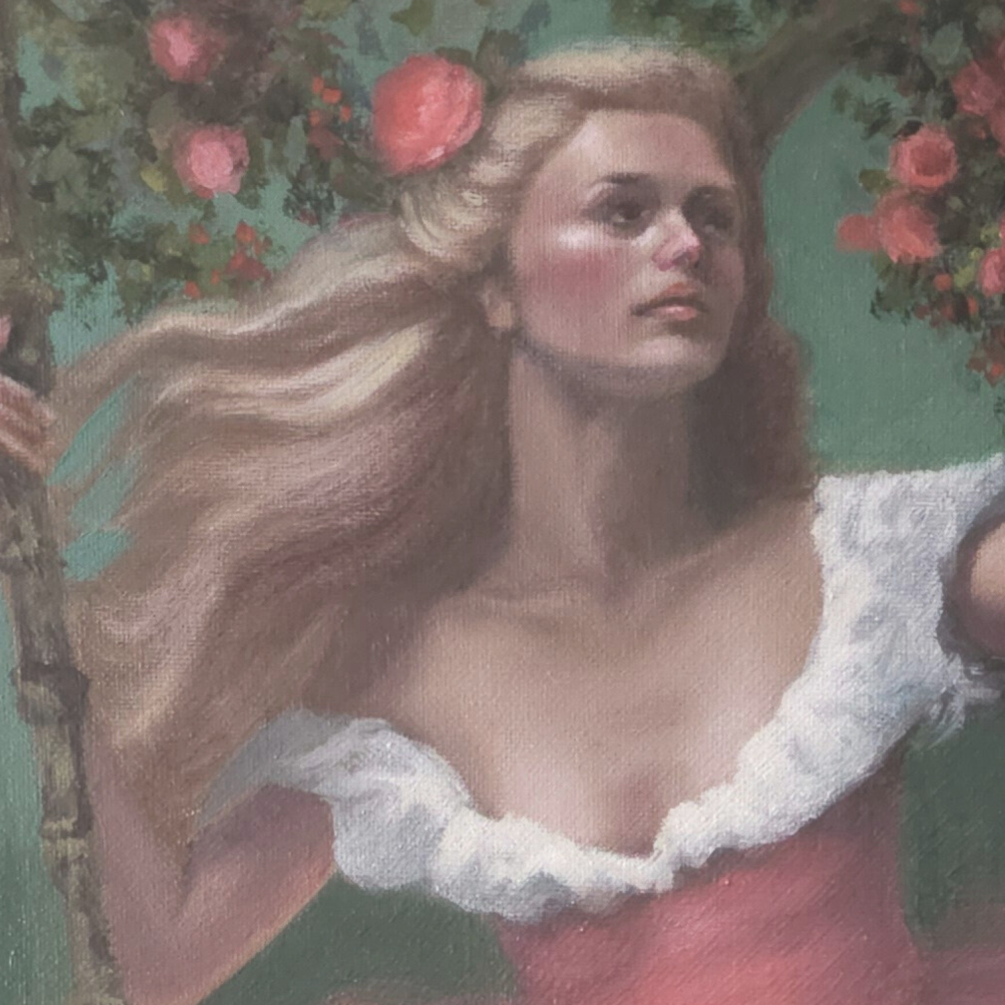 Roses are Red, feminine whimsical oil painting