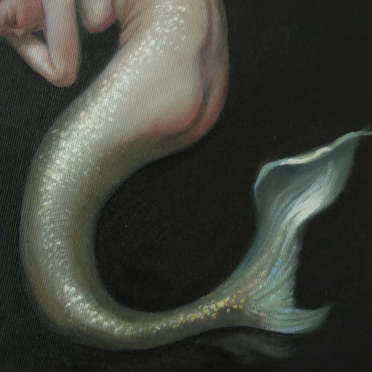 Nimue, mermaid circular oil painting, classical fantasy realism