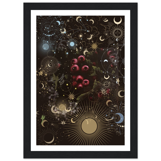 Moon Garden - Midnight Berries: Wooden Framed Print