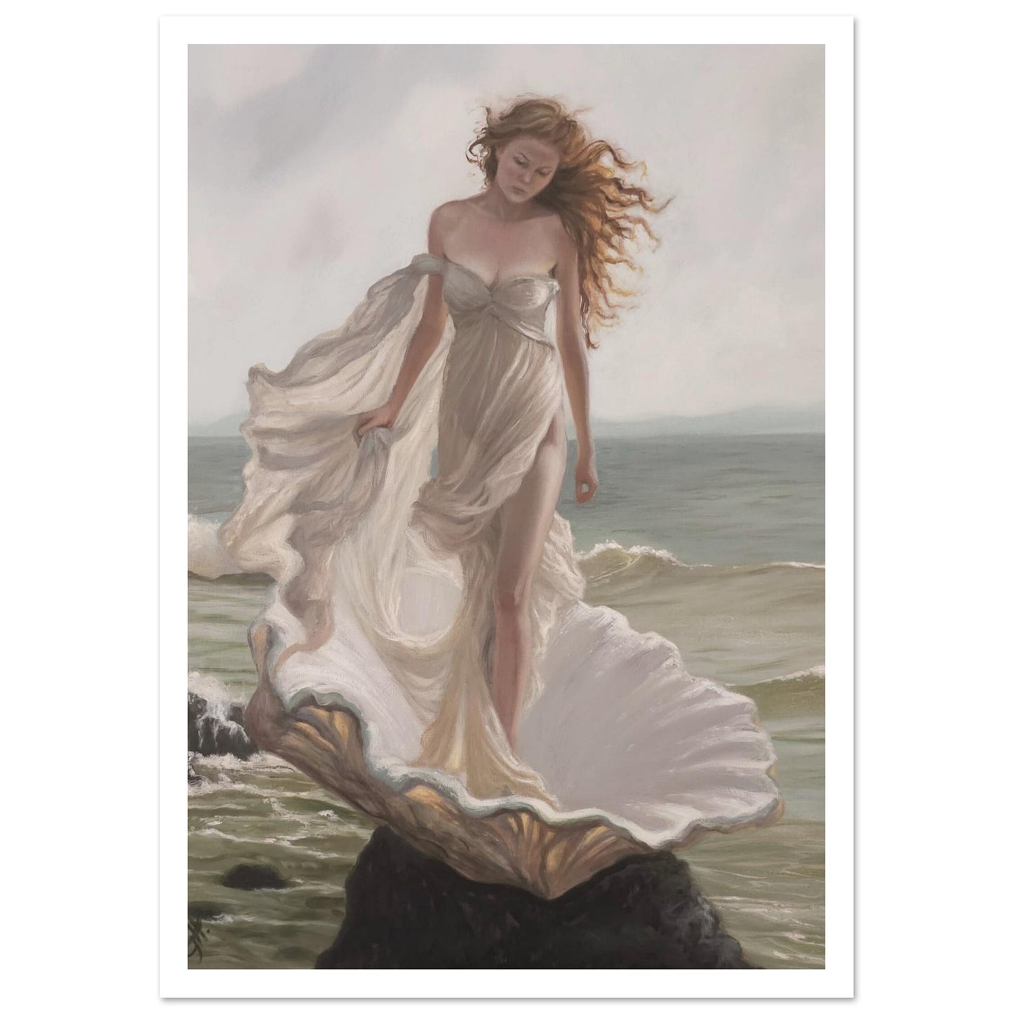 Hand-painted classical mythology inspired print from the original oil painting of the Goddess Aphrodite. 