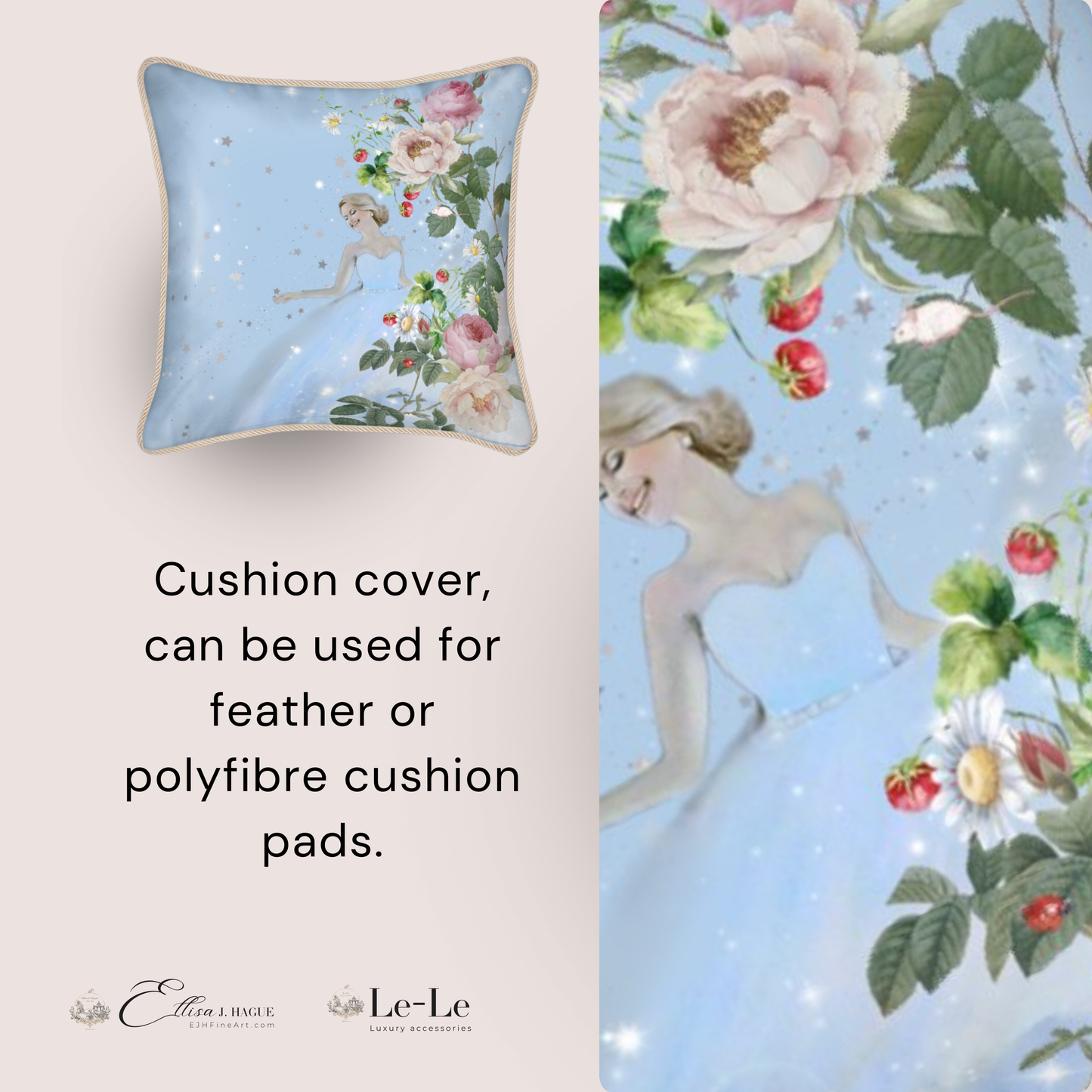 Silk and linen cushion cover - Cendrillon en fleur