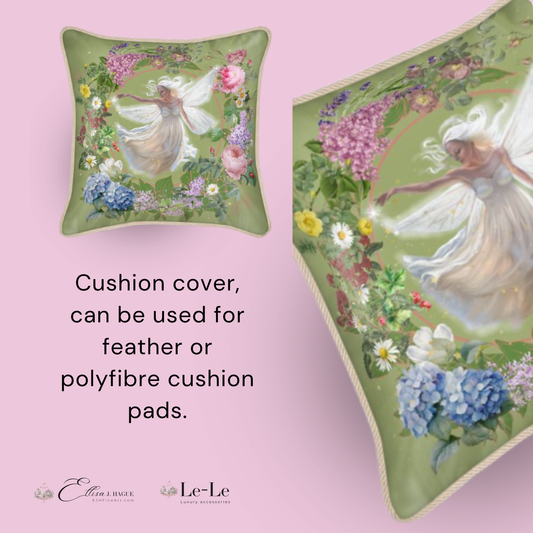 Silk and linen cushion cover - la belle fée
