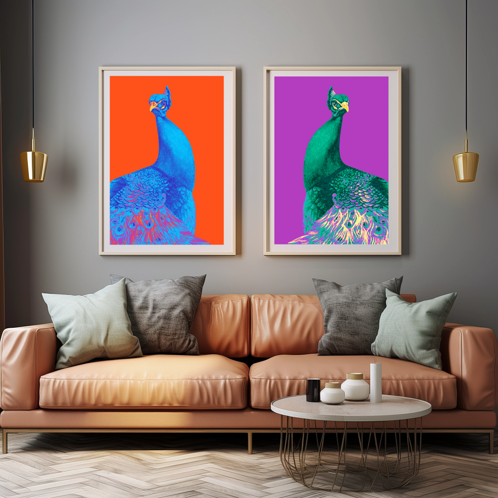 Electric Peacock Wooden Frame Print
