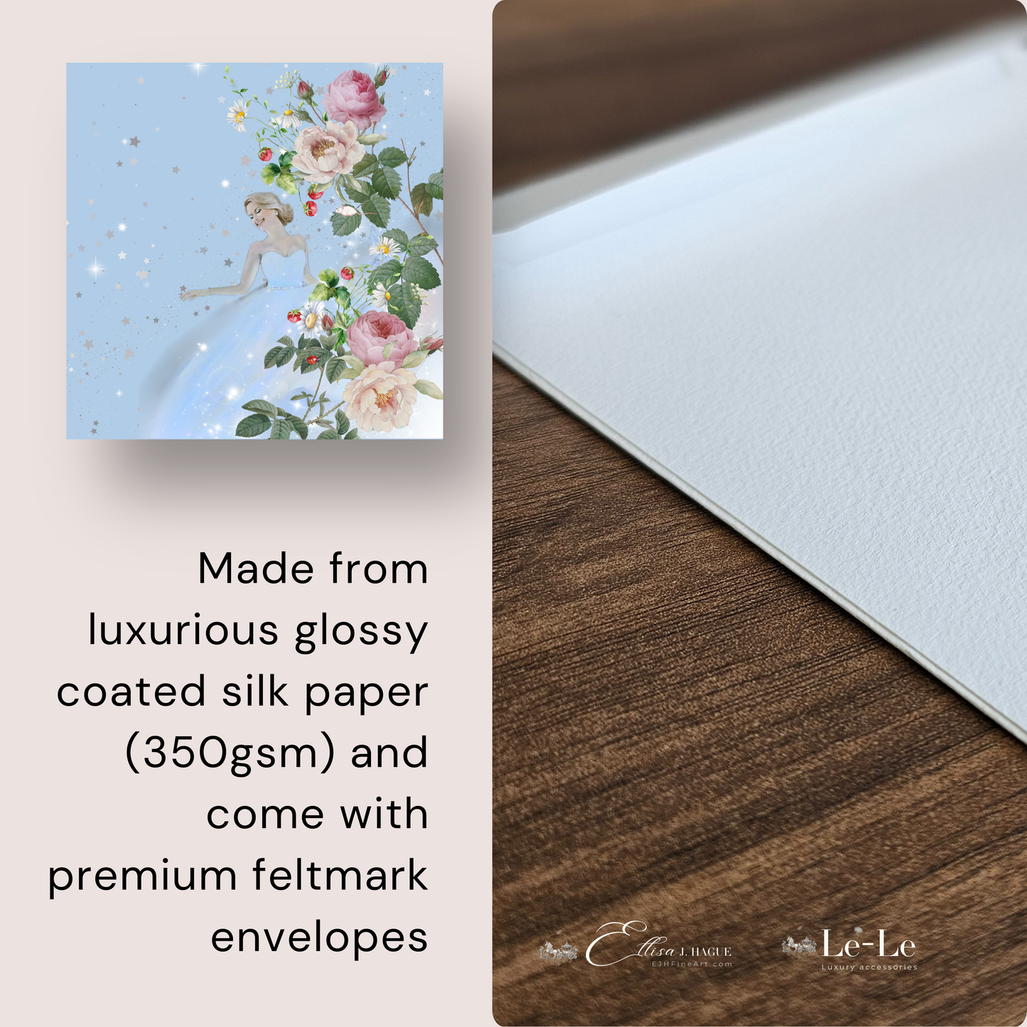 10 blank cards with envelopes - Cendrillon en fleur