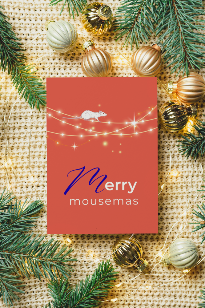 Vibrant modern holiday cards - Merry mousemas Pack of 10 premium